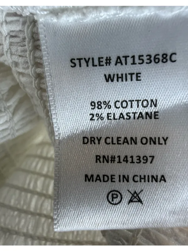 ASTR The Label White Smocked Ruffle‎ Strap Peplum, Feminine Crop Top Size S - Image 4