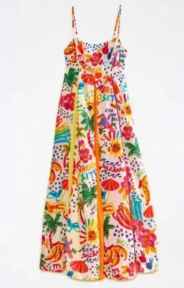 💕FARM RIO💕 White Good Vibes Maxi Dress Floral Tropical Print XS NWT - Image 11