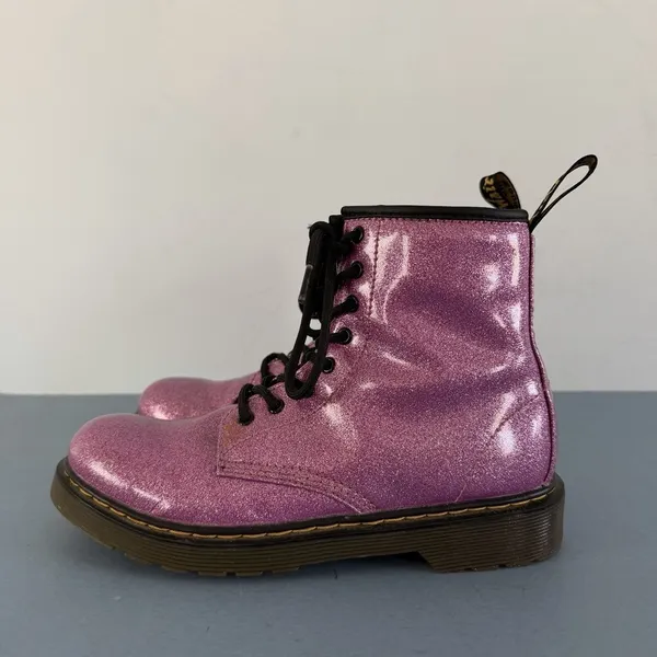 Dr. Martens‎ 1460 8-Eye Pink Glitter Boots Lace Up Combat Shoes - Image 4