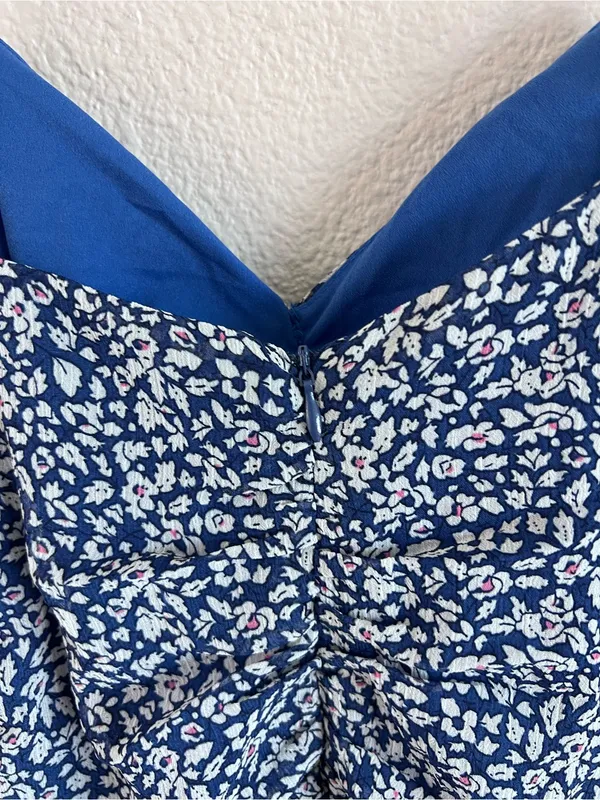 Lulus Women's Walk‎ the Walk Blue Floral Print Ruched Bodycon Mini Dress - Image 6