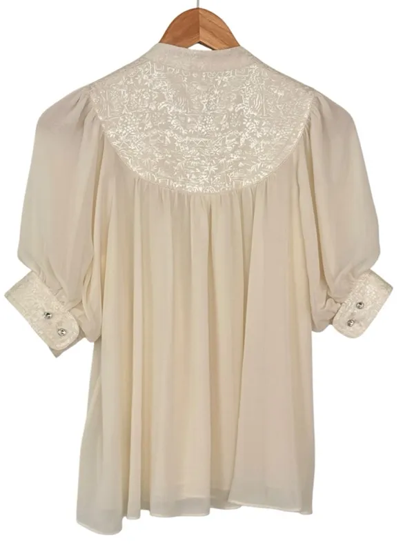 ANTHROPOLOGIE Moulinette Soeurs Victorian Style Short Sleeve Blouse Size 0 - Image 3
