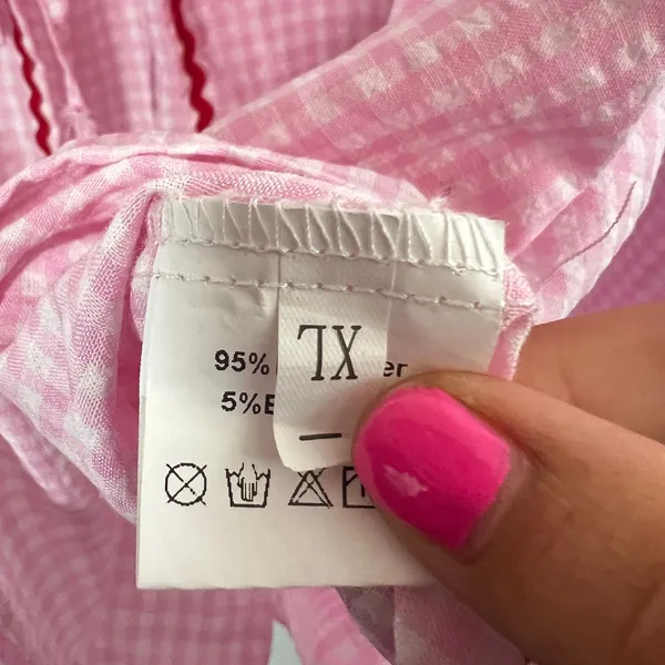Pink Patchwork Cardigan Top‎ Womens XL Gingham Heart Pocket Cottagecore Milkmaid - Image 3