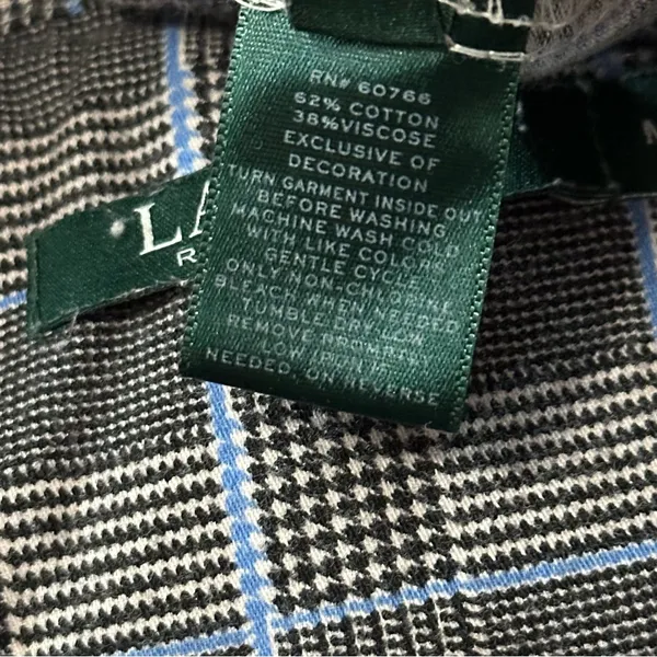 Lauren Ralph Lauren Size M Black Blue Plaid Long Sleeve Pajama Top & Bottom Set - Image 9