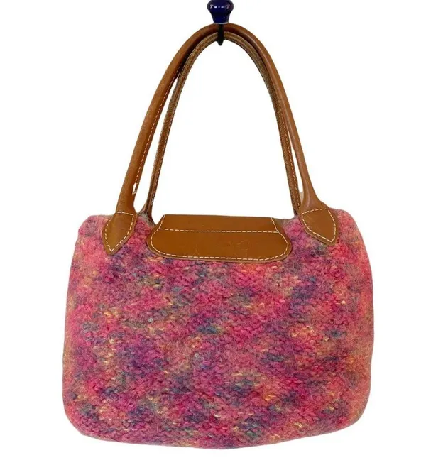 Tote Handbag Marled Woven Wool International Colorful Snap Closure Small Bag EUC - Image 9