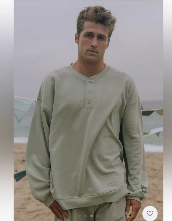 Daily Drills Fleece Henley—Harbor, XS/S. - Image 3