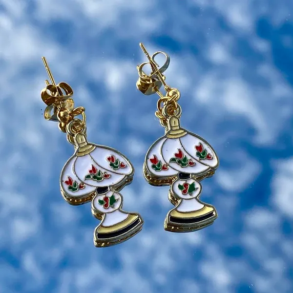 Handmade Retro Cute Lamp Earrings - Image 2