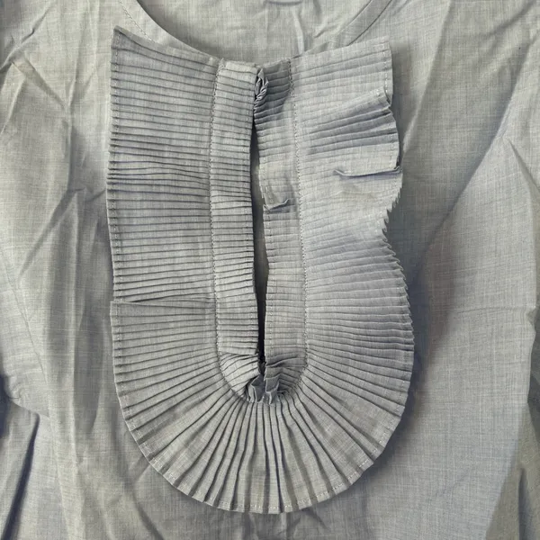 J.Crew Womens Light Blue‎ Pleated Ruffle Sleeveless Blouse Top Size 2 - Image 3