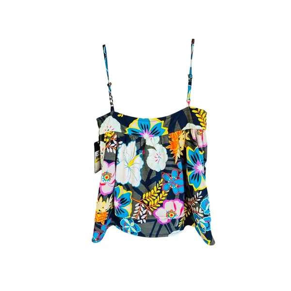 Rachel Roy Rikki Tropical Midnight Combo tiered camisole tank top blouse sz M - Image 5