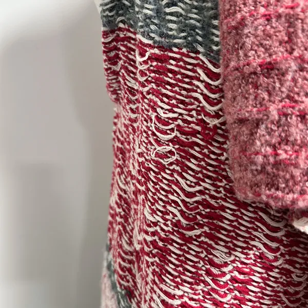 Anthropologie Sleeping On Snow Red Ivory Quillins Jacquard Open Vest Duster M/LP - Image 8