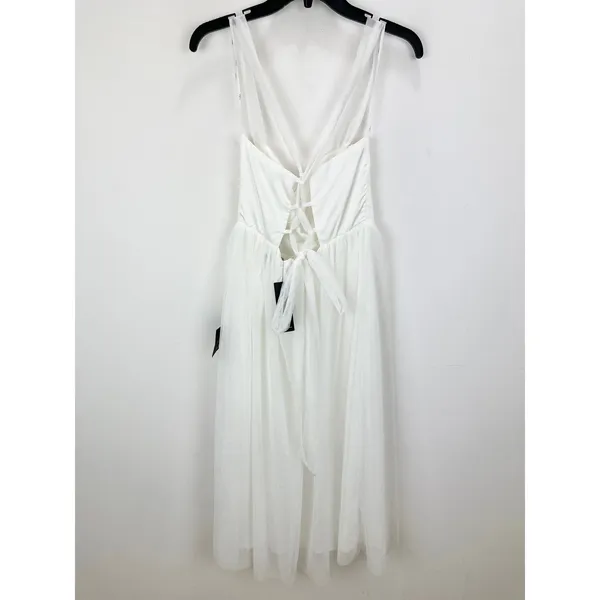 Lulus Twirling For You Ivory Lace-Up Bustier Tulle Midi Dress A Line Large NWT - Image 9