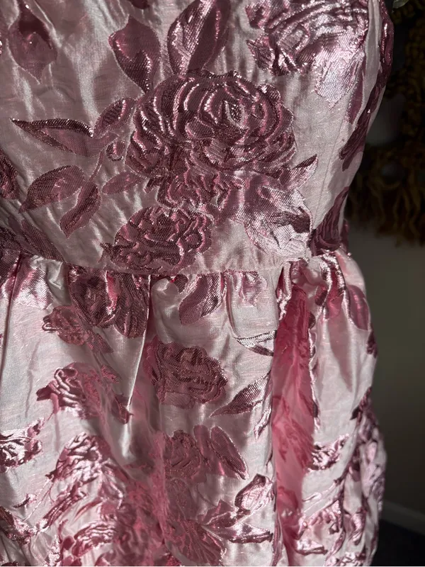 Anthropologie NWT Endless Rose Pink Floral Jacquard Strappy Party Dress Size M - Image 4