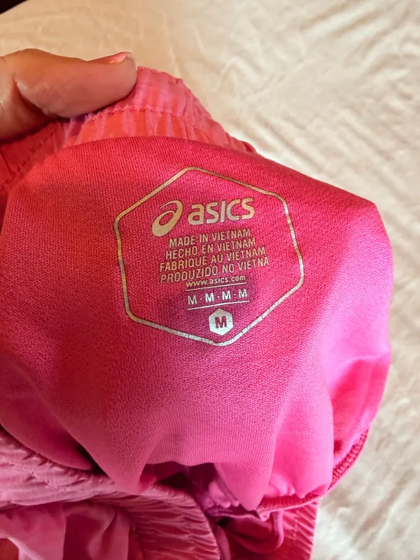 ASICS Running Shorts Pink M Elastic Waist Lined Zip Pocket Quick-Dry - Image 4