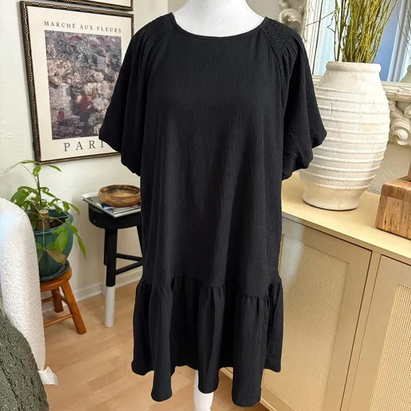 Z SUPPLY Remy Drop Waist Texture Dress In‎ Black Size Medium - Image 2