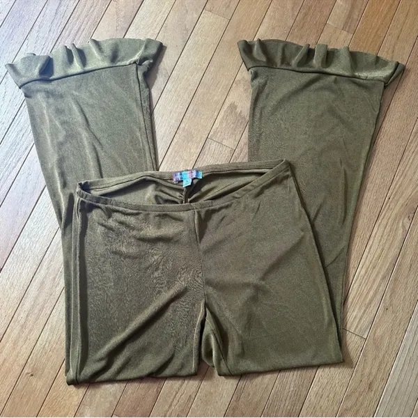 Urban Outfitters Flare Ruffle Leg Pants Ruched Back Detail Womens Large - Image 6