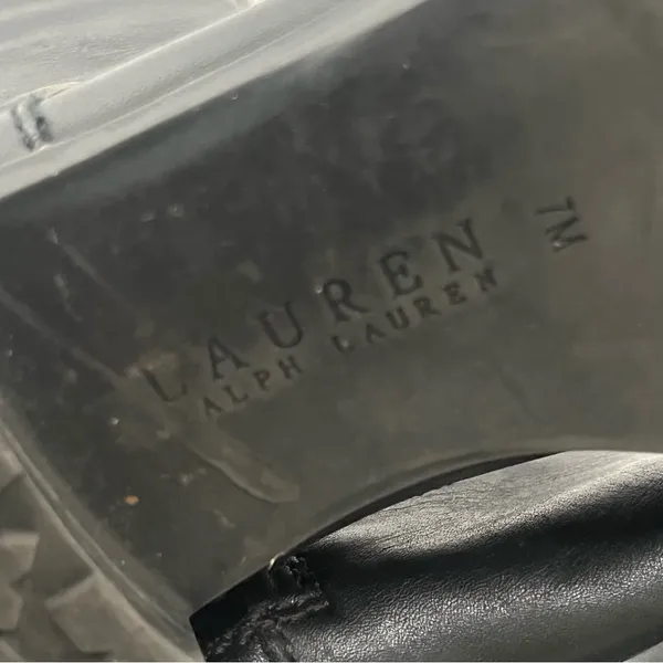 RALPH LAUREN Sulita Leather Black Brown Harness Zipper Knee High Riding Boots 7 - Image 5