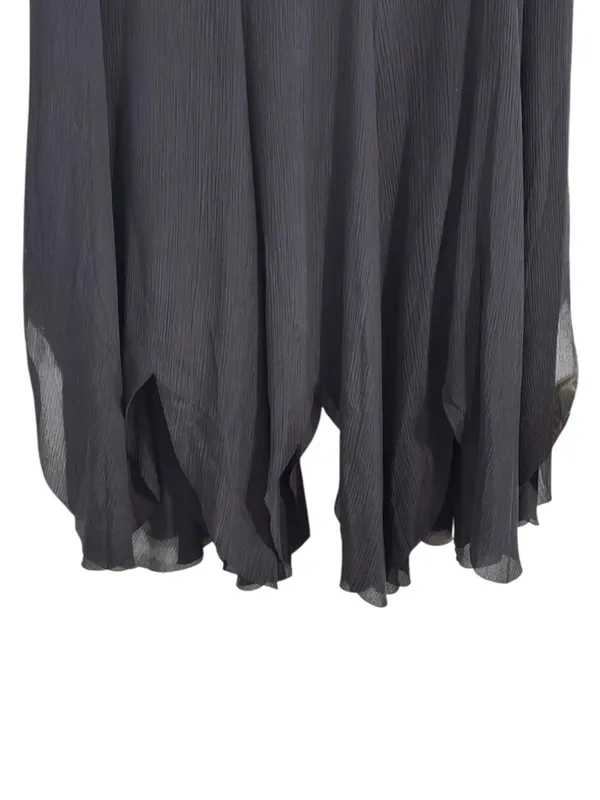 Express Black Silk Maxi Skirt Size S Flowy Handkerchief Hem Boho Elegant - Image 3