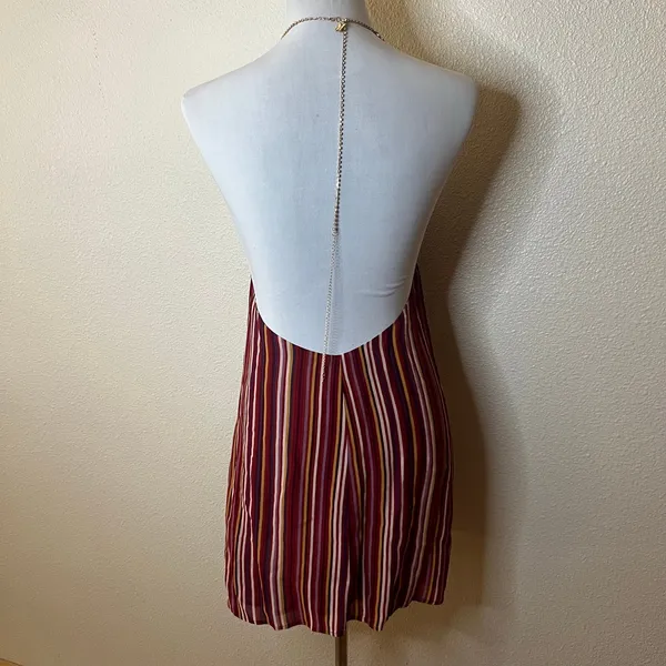 Reformation Bibi Halter Mini Shift Dress Rio Stripe NEW chain necklace WOMENS 4 - Image 3
