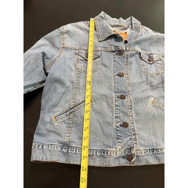 Vintage‎ Levi Strauss Signature Denim Jacket Light Wash Trucker Button Up Large - Image 3