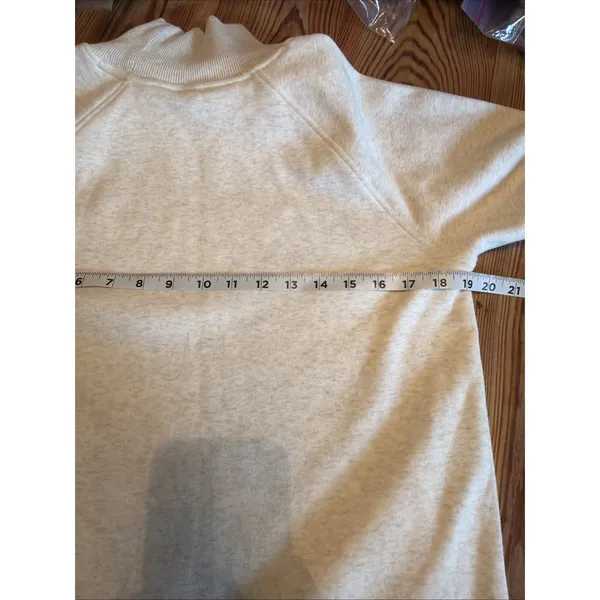 Athleta XS Cozy Karma Side Zip Funnel Neck Sweatshirt Off White‎ Fleece Lined - Image 3