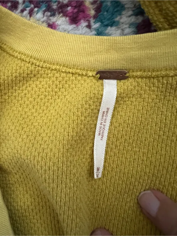 Free people Mustard Yellow Women's Knit Sweater with Patterned Crochet Cuffs - Image 8