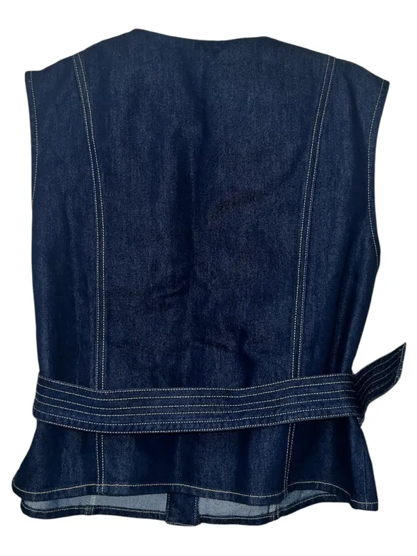 Commense Denim Belted Sleeveless Vest Blue Size L NWT - Image 7