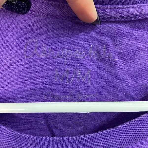 Vintage Aeropostale purple lace embroidered‎ scoop neck cotton y2k casual tshirt - Image 4