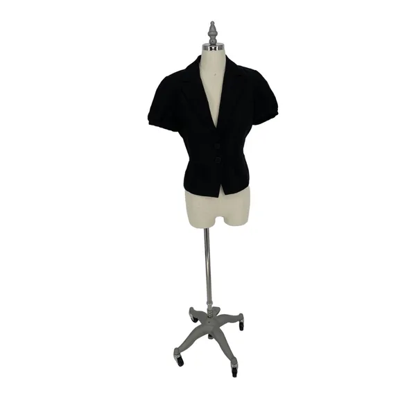 LOFT Puff‎ Sleeve Short Sleeve Blazer Business Women Black Size 4 $89 - Image 2