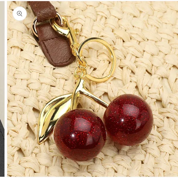 Glittered Cherry Keychain / Bag Charm Red - Image 3