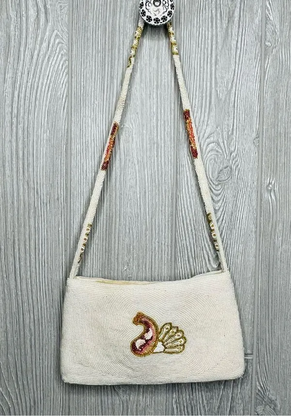 Vintage Walborg Seed Beaded Evening Bag clutch purse with beaded strap - Image 6