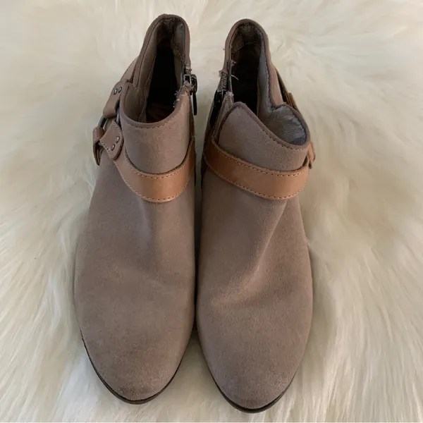 Sam Edelman Phoenix Taupe Suede Ankle Bootie Leather Strap Boot Size 7.5 - Image 7