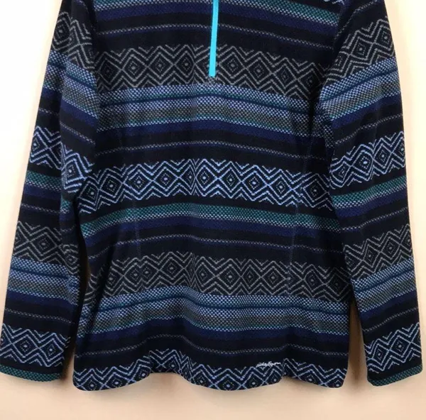 Women’s Fleece Striped Patterned Quarter Zip-Up Sweatshirt - Image 3