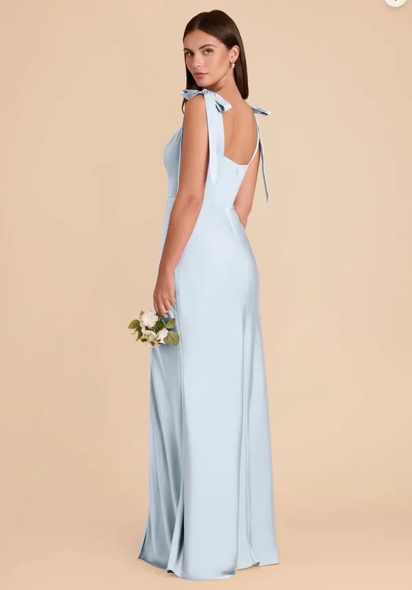 Light baby blue satin long maxi dress - Image 3
