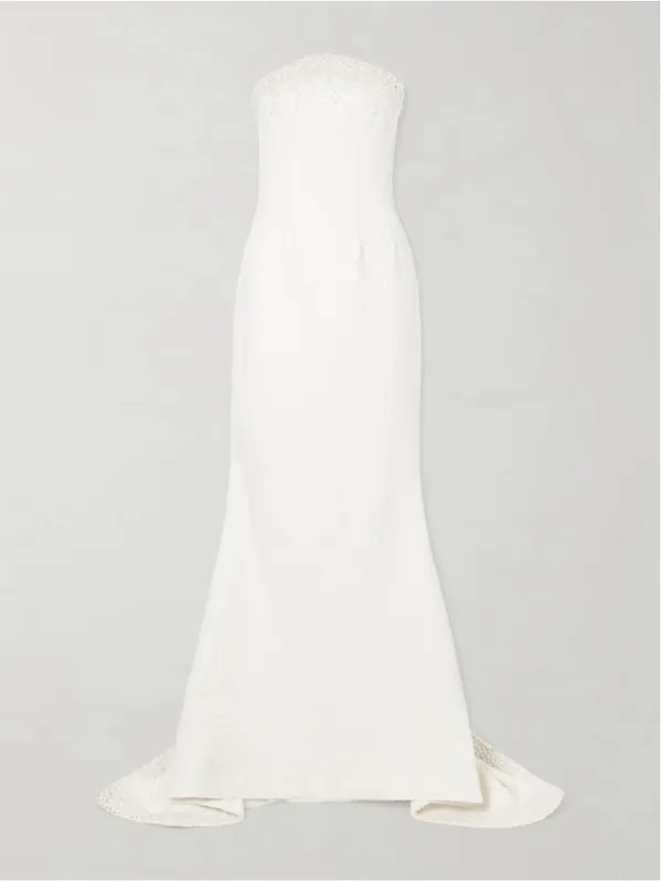 Clio Peppiatt Olympia Strapless Embellished Tulle Gown Ivory S Wedding Bridal - Image 3