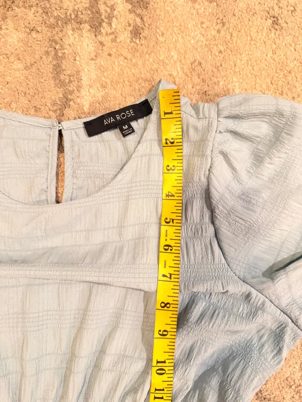 Ava Rose Light Blue Dress with Puff Sleeves Size M - Image 6