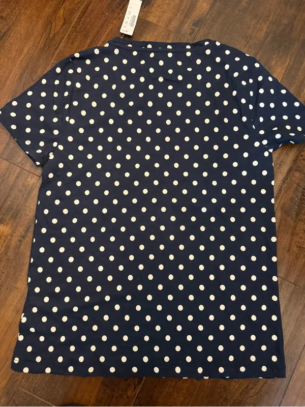 JCrew Size M Women's Navy Polka Dot Short Sleeve Tee NWT - Image 2