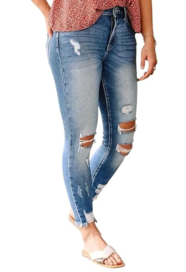 KanCan Women’s Size 15 31 Light Blue Wash High Rise Destroyed Ankle Skinny Jeans - Image 2