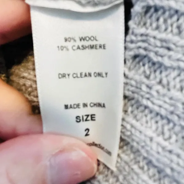 PHARAOH Knit Sweater Grey Wool Cashmere Blend Cropped Pullover Quiet Luxury M - Image 7