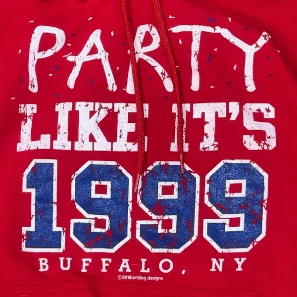 NFL Buffalo Bills 1999 Red Pullover Hoodie Men’s Small - Image 2