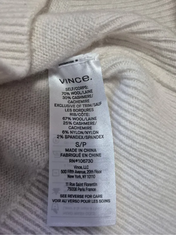 Vince sweater button up cardigan wool off white cashmere blend size small - Image 9