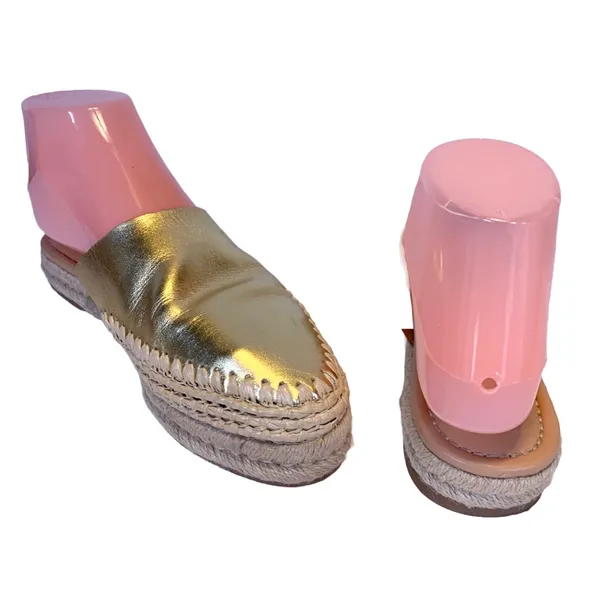 SAM EDELMAN GOLD LEATHER "AUSTIN" ESPADRILLE SLIDE MULES (7M) - Image 7