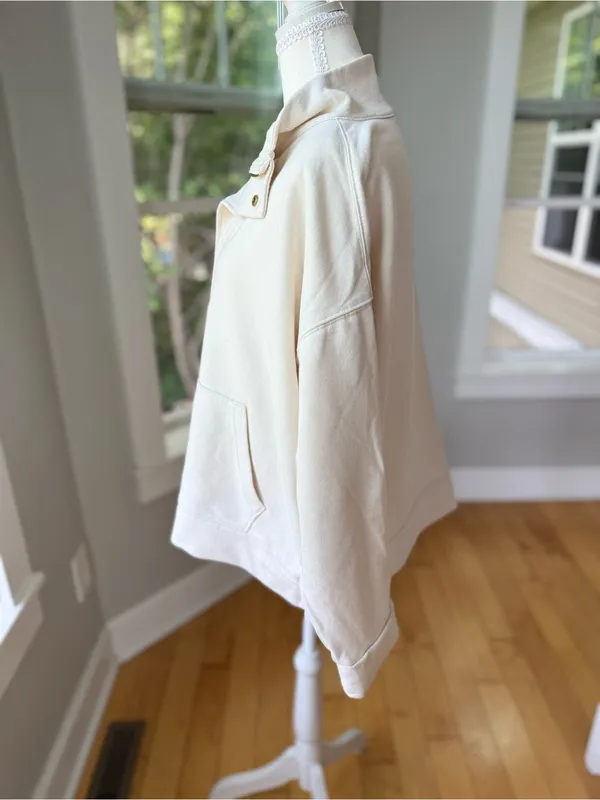 a new day Ivory Cream Quarter-Zip Pullover Sweatshirt Size XL - Image 2