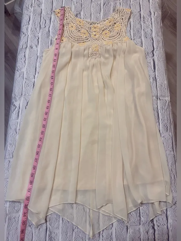 Ark & Co women’s.‎ Cream Crochet Yoke Chiffon Dress - Image 5