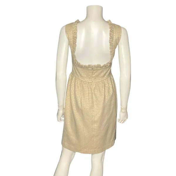 Karen Zambos Vintage Couture Gold Sleeveless Ruffle Evening Dress Size 8 - Image 3