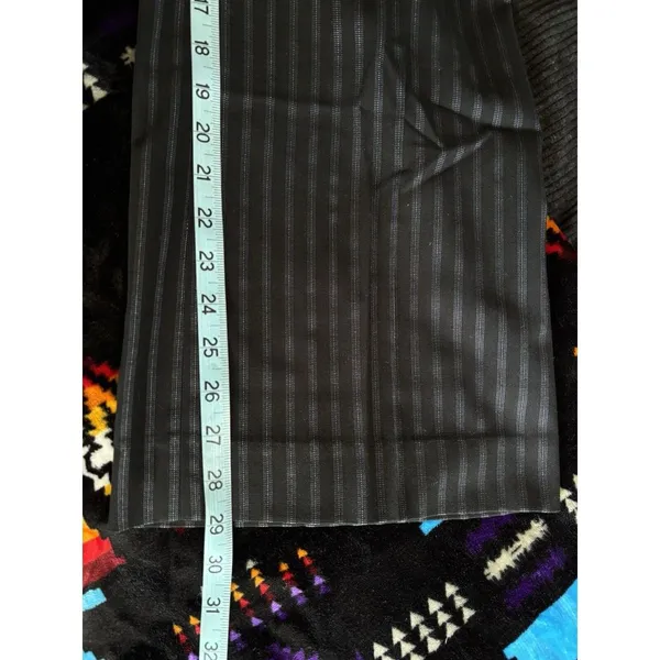 Loft By Ann Taylor Black/Blue Striped Dress Pants‎ Mid Rise Zip Size 30x29 - Image 6