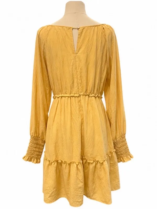 Lulus Creative Idea Light Yellow Ruffled Long Sleeve Mini Dress Size Large - Image 3
