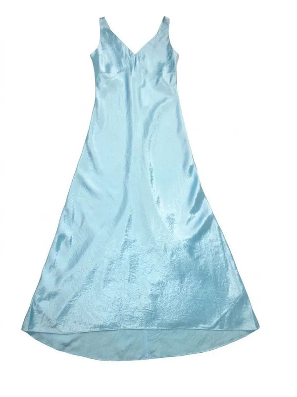 NWT Vince Satin V-Neck Maxi in Light Lagoon Blue Sleeveless Slip Dress S - Image 4
