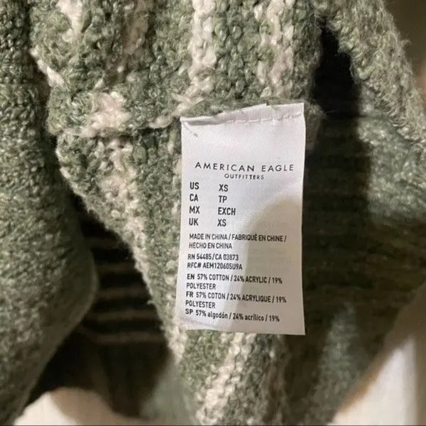 American Eagle Sweater Heney Striped Green and White Stripes XS - Image 6