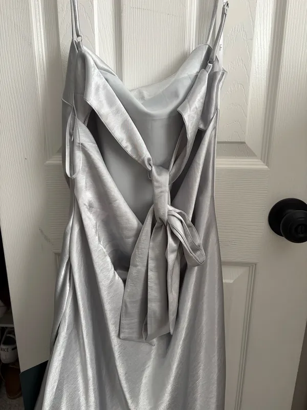 Lulus Silver Satin Dress - Image 4