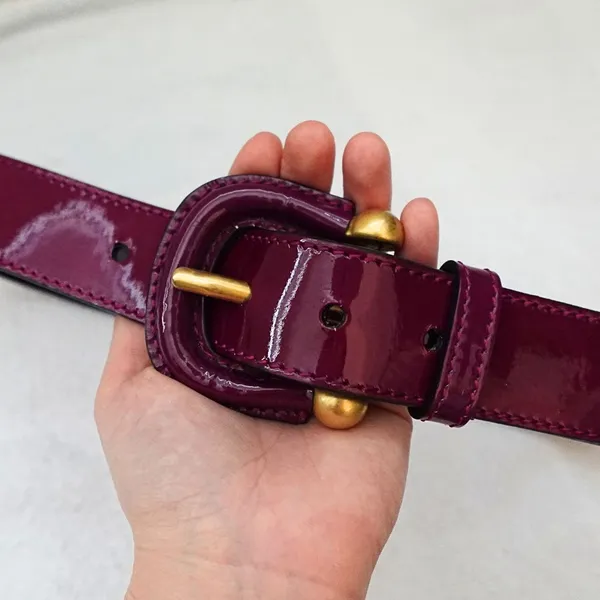 Vintage Magenta Purple Pink Leather Waist Belt OS (Fits Like XS/0-2) - Image 2