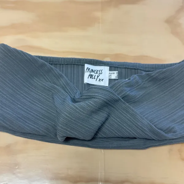 Princess Polly Ribbed Twist Front Tube Top Grey Bandeau US 6 Party‎ Minimalist - Image 3